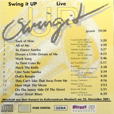 Live 2001 CD back cover